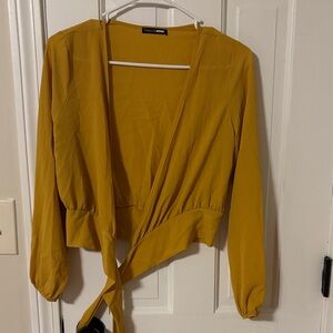 Fashion Nova Mustard Wrap Blouse